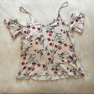 Cream, pink flower soft and sexy shirt